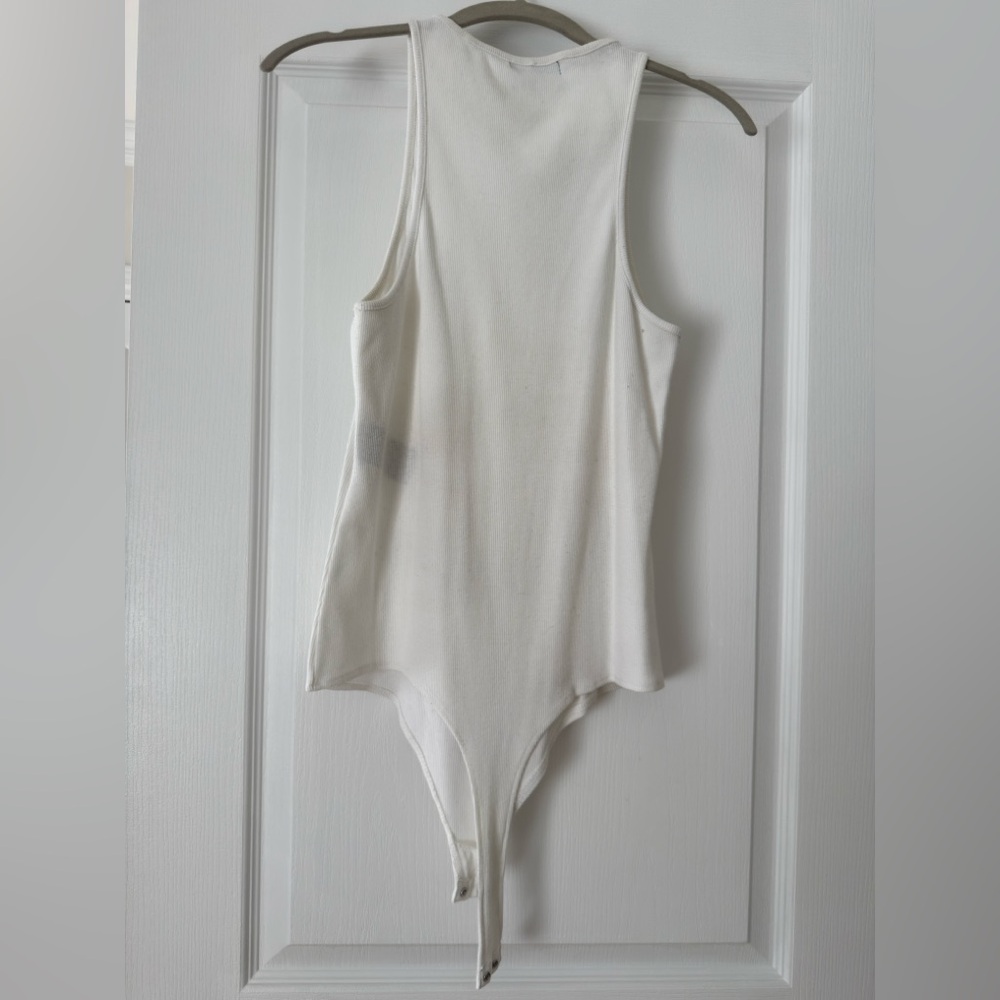 7 For All Mankind Cream Sleeveless Bodysuit